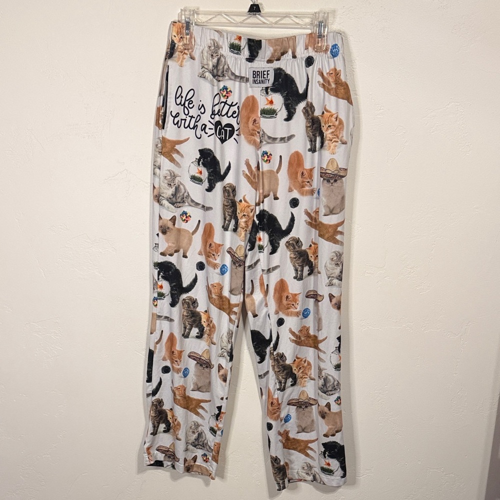 Brief Insanity Cat Print Men's Sweatpants